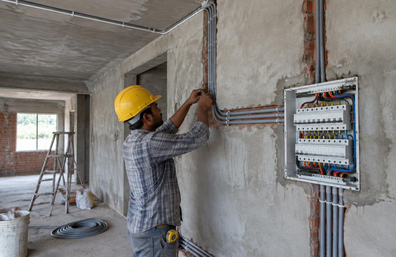 Electrical Contractors in Mumbai — Electrician fitting conduit wiring and distribution board
