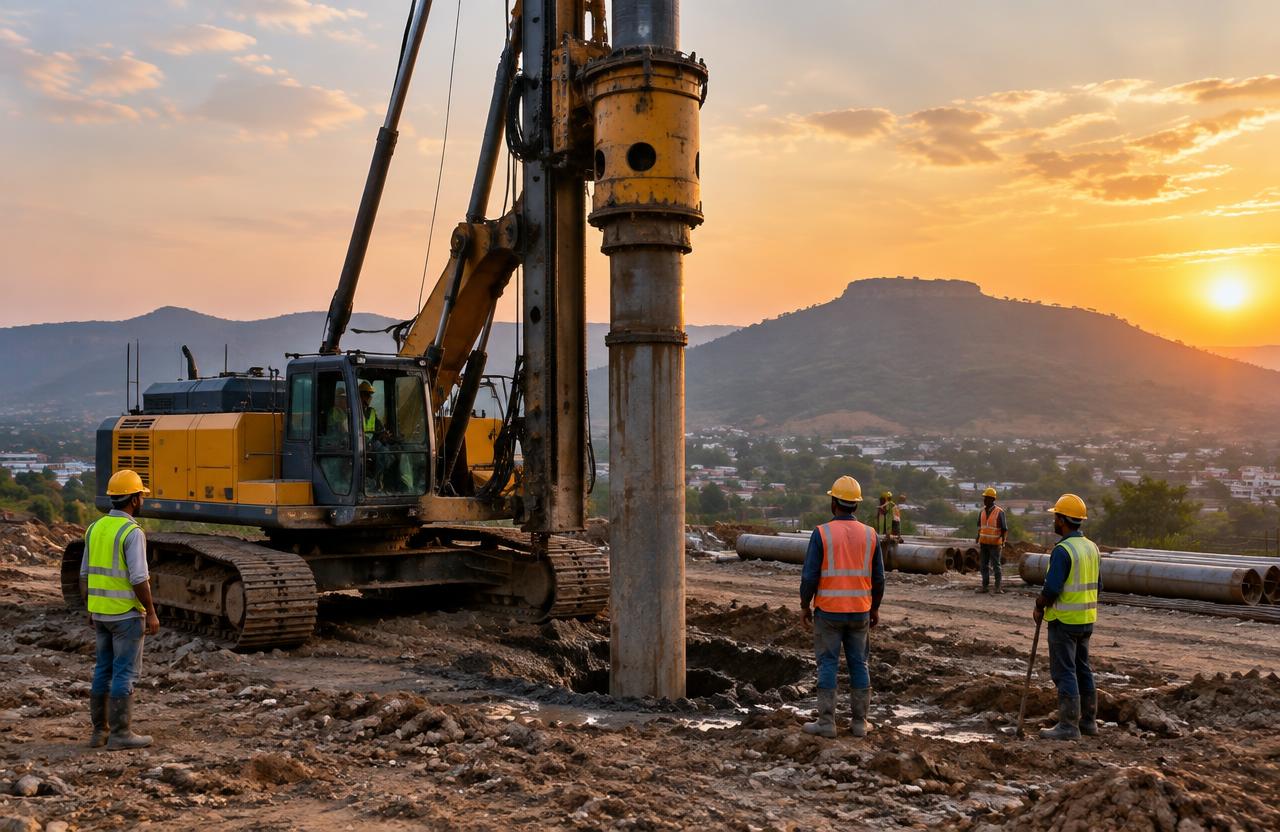 Foundation & Piling in Mumbai — Bored piling rig drilling foundation piles near Mumbai