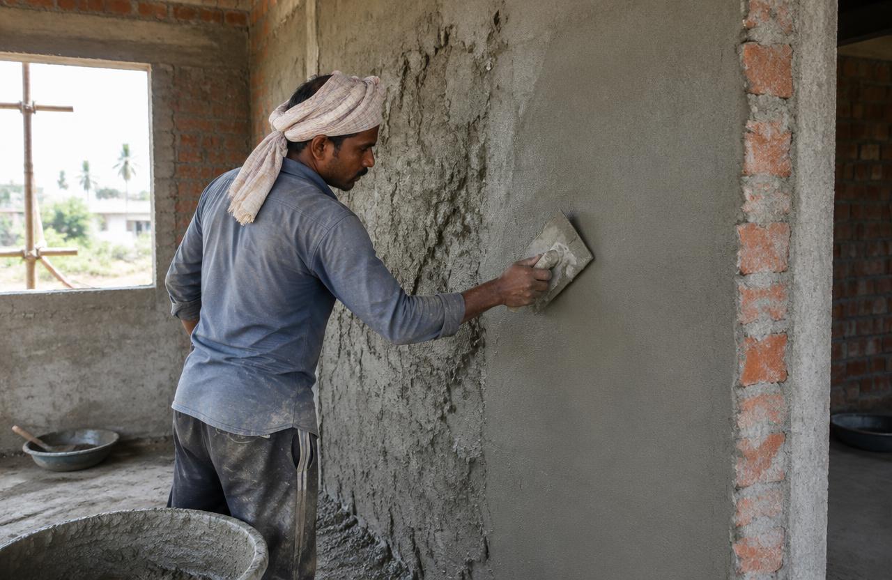 Renovation & Remodelling in Mumbai — Cement plastering of an interior wall