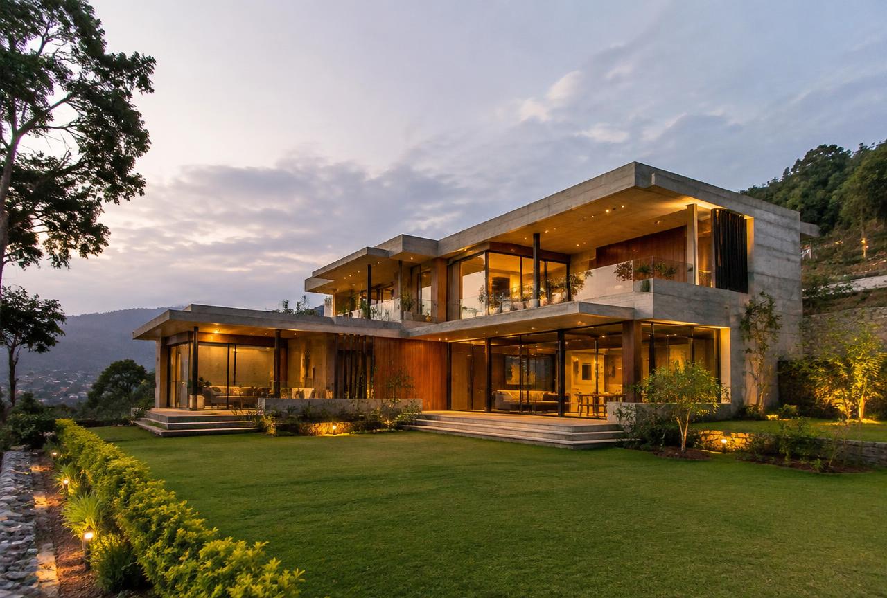 Turnkey Residential in Badlapur — Completed turnkey luxury villa with concrete and wood facade